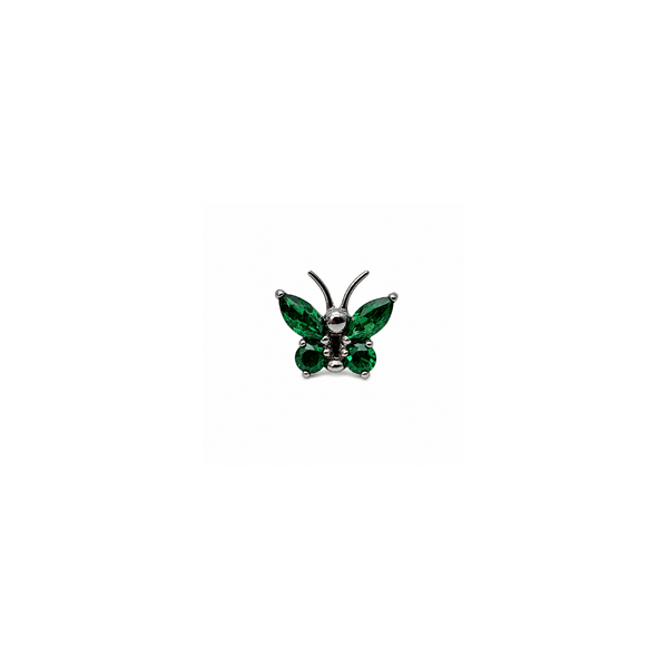 Piercing borboleta zircônia verde | Pratinhas