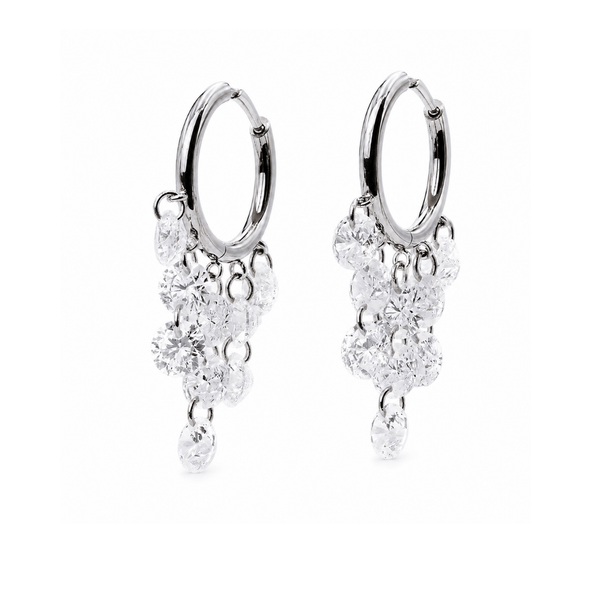 Argola Chuva de Zircônias em Titânio | Pratinhas