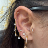 Piercing Helix com Corrente Crystal em Titânio | Pratinhas