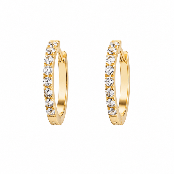 Brinco Lumina Cravejada em Titânio Gold 10mm | Pratinhas