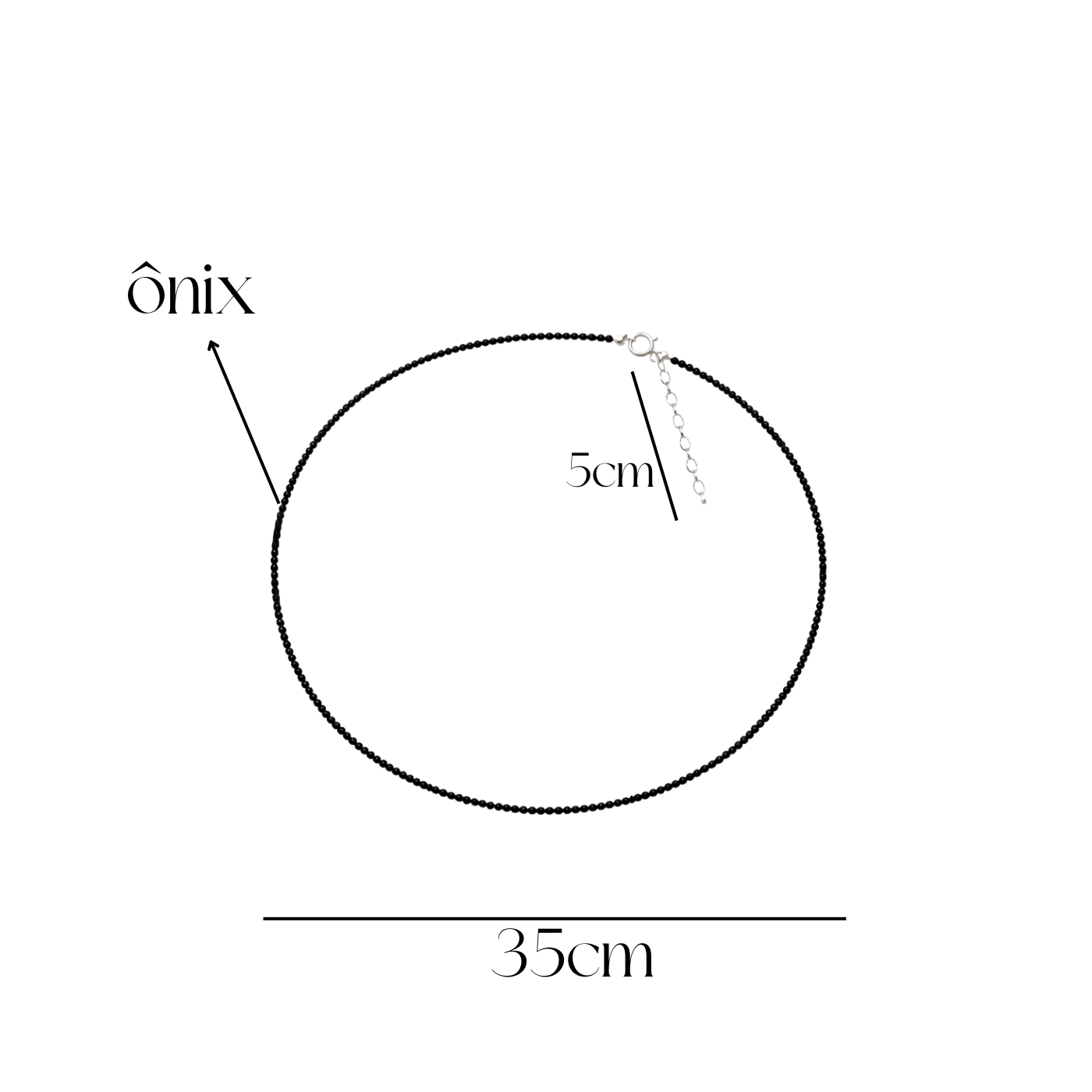 Choker Preta Minimalista com Extensor em Prata