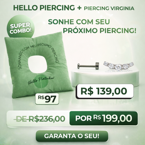 Almofadinha Hello Pratinhas + Piercing De Titânio