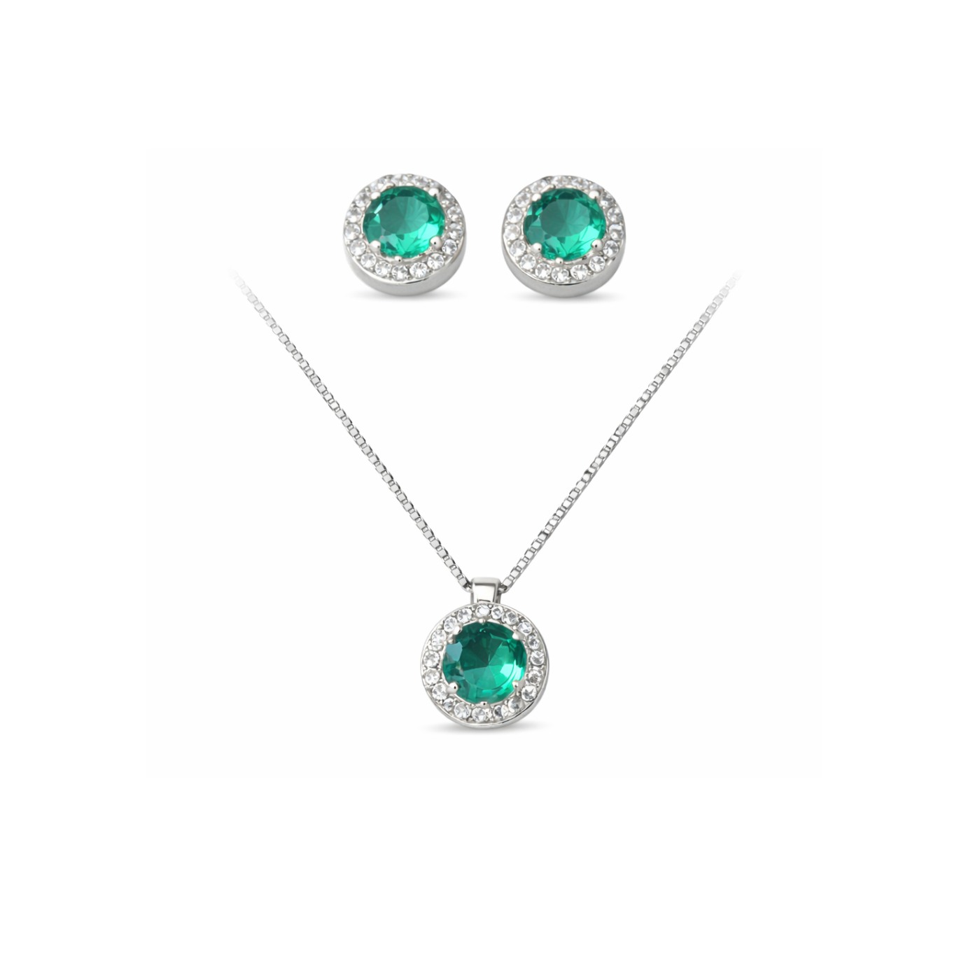 Conjunto Verde Imperial Pratinhas - Brinco + Colar Imperial