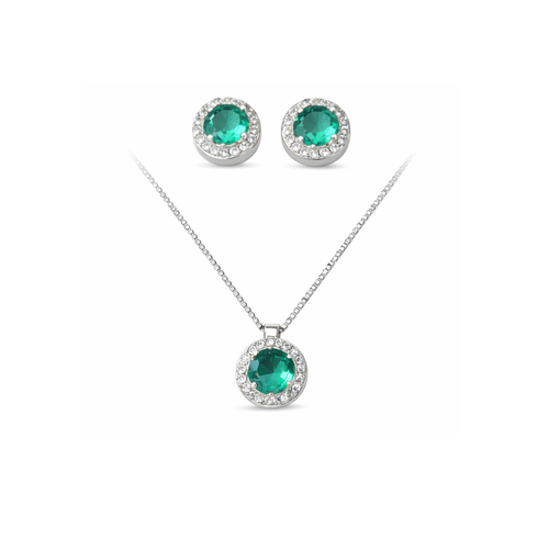 Conjunto Verde Imperial Pratinhas - Brinco + Colar Imperial