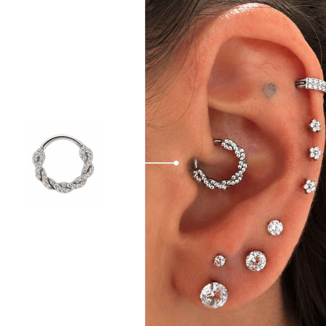 Piercing Daith Crystal Titânio Natural | Pratinhas