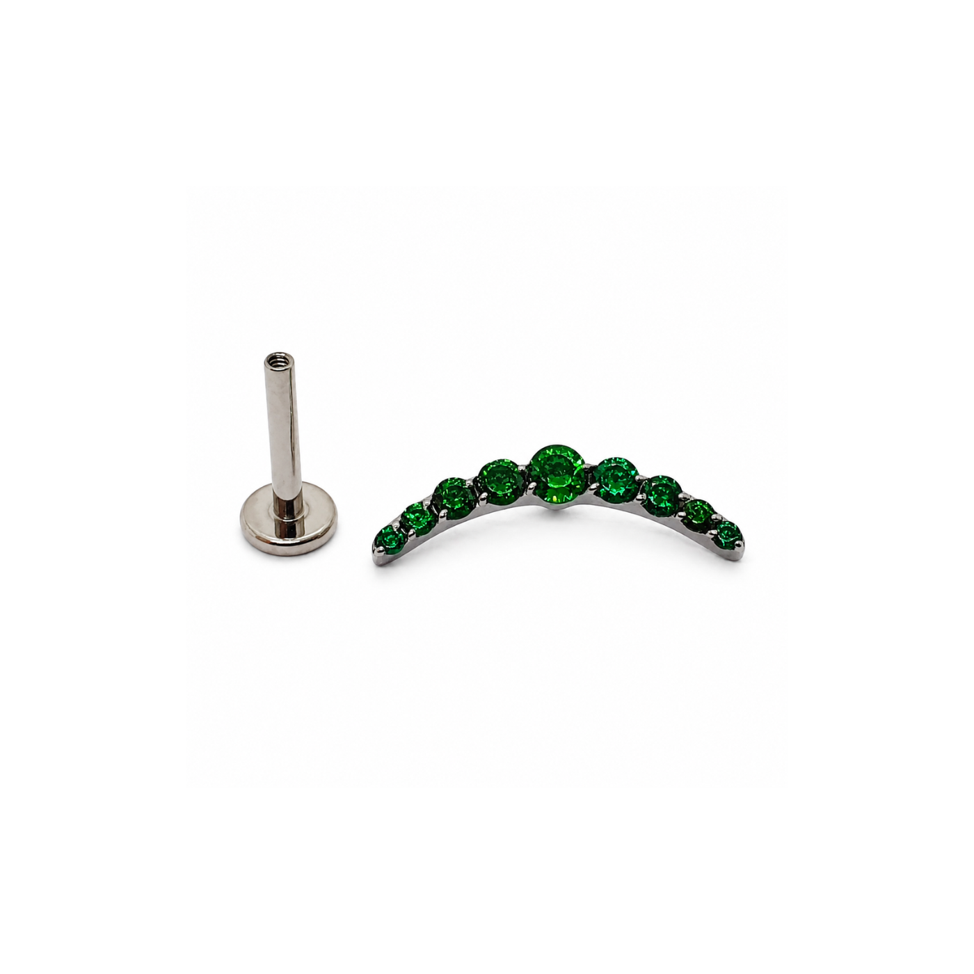 Piercing Curvo com 9 Zircônias em Titânio | Pratinhas