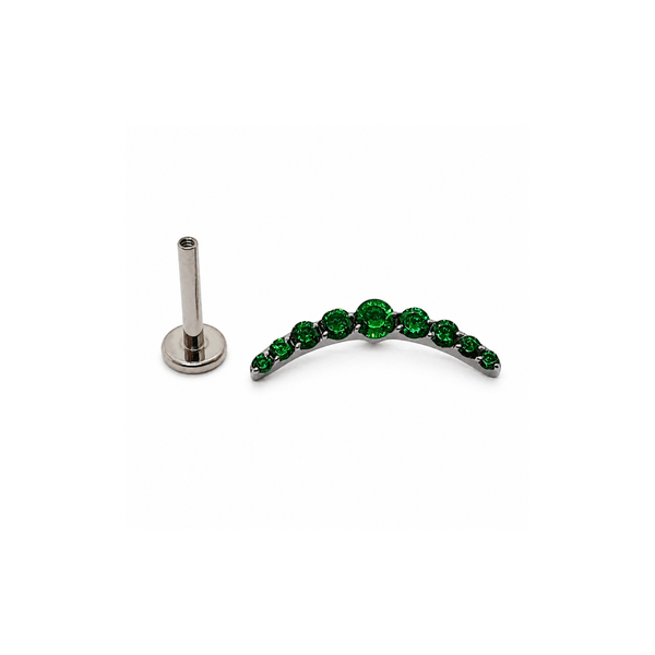 Piercing Curvo Titânio com 9 Zircônias em Titânio | Pratinhas
