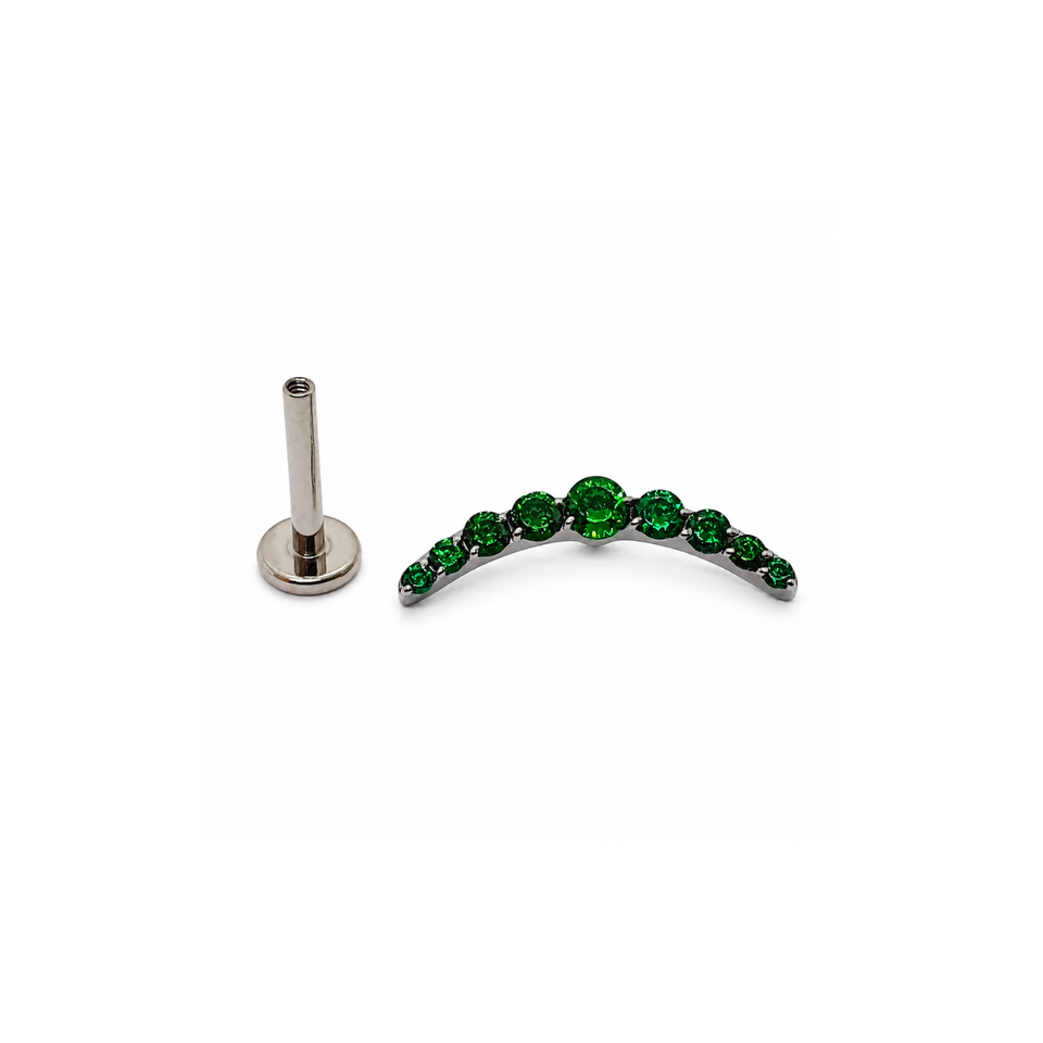 Piercing Curvo com 9 Zircônias em Titânio | Pratinhas
