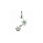 Piericng Flor de Opala Branca com pingente flor de zircônia Natural | Pratinhas