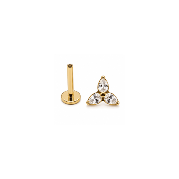 Piercing Trevo Crystal em Titânio | Pratinhas