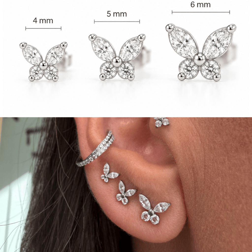 Brinco Borboleta Titânio | Pratinhas