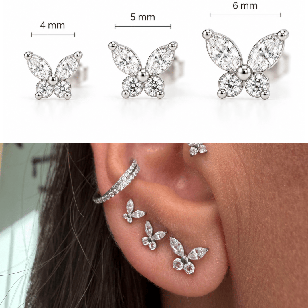 Brinco Borboleta Titânio | Pratinhas