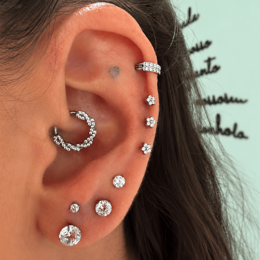 Piercing Daith Crystal Titânio Natural | Pratinhas
