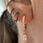 Argola de Titânio com Zircônia Retangular Pendente Antialérgica | Pratinhas