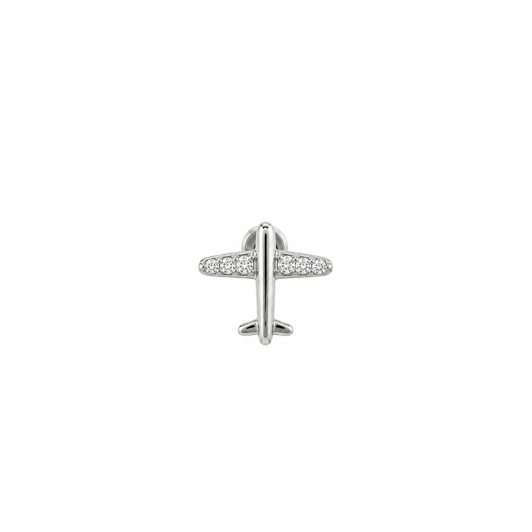 Piercing Avião em Titânio | Pratinhas
