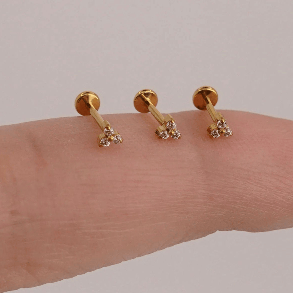 Piercing Australiano Trinity de Cristal em Titânio | Pratinhas