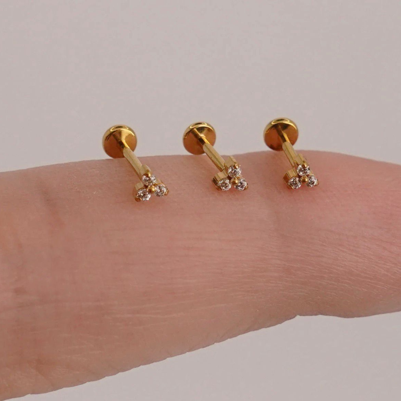 Piercing Trio Australiano Flor de Cristal em Titânio | Pratinhas