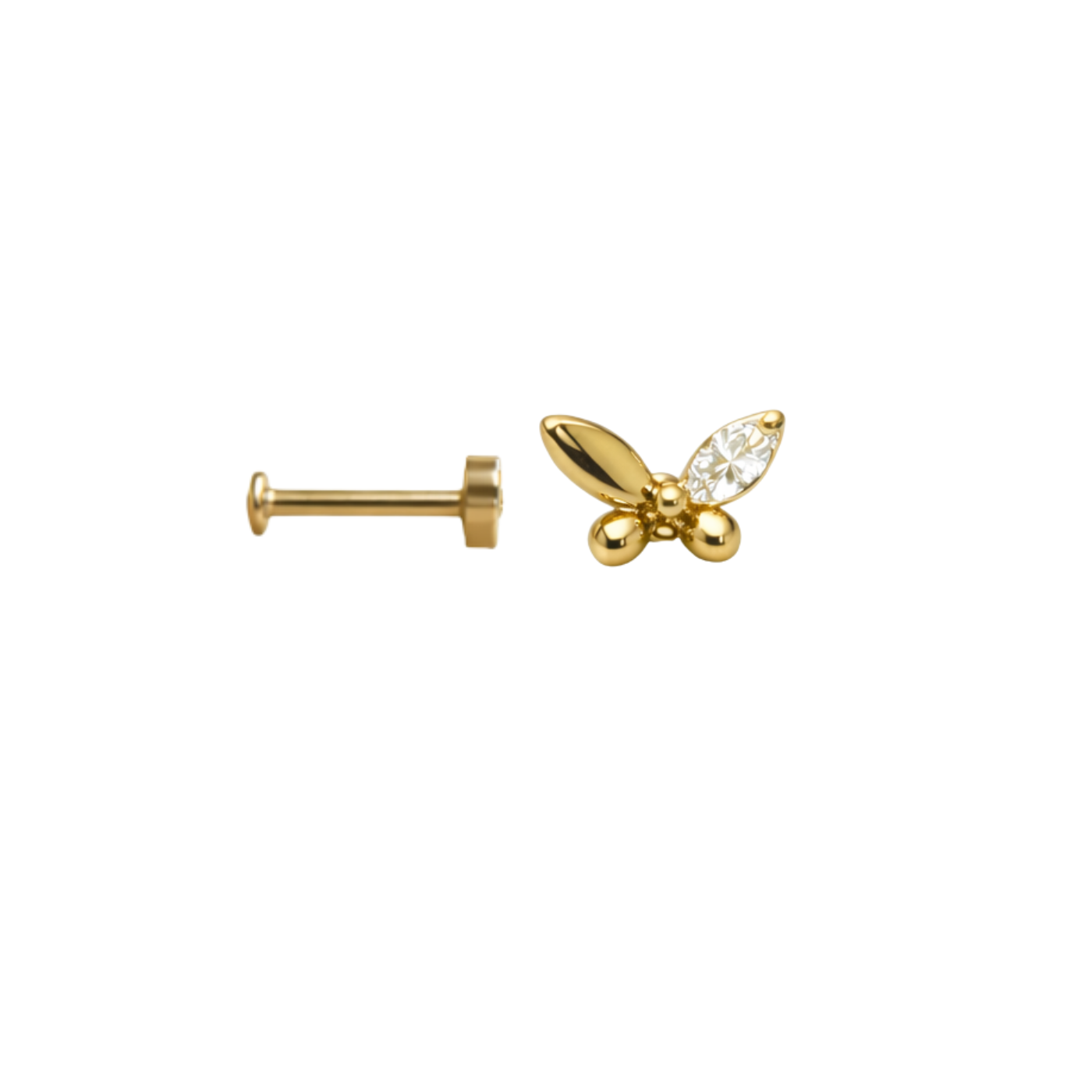 Piercing Borboleta Com Brilho em Titânio - Pratinhas