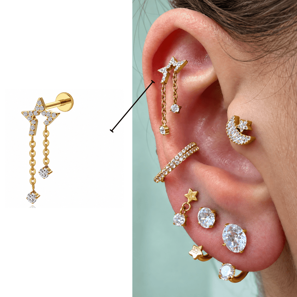 Piercing Titânio Estrela Cadente Em Titânio | Pratinhas