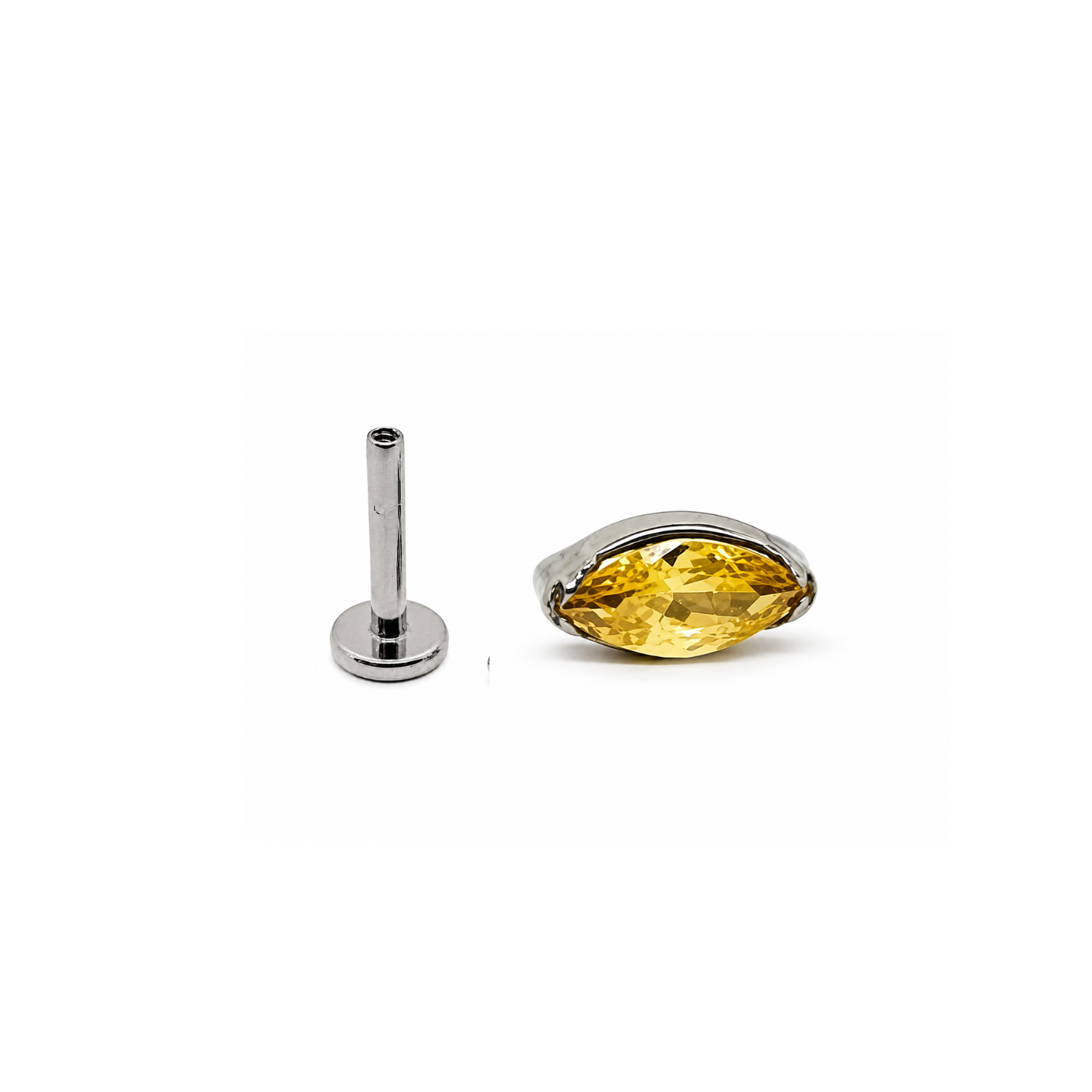 Piercing Micro navete Zircônia Azul escuro e amarelo | Pratinhas