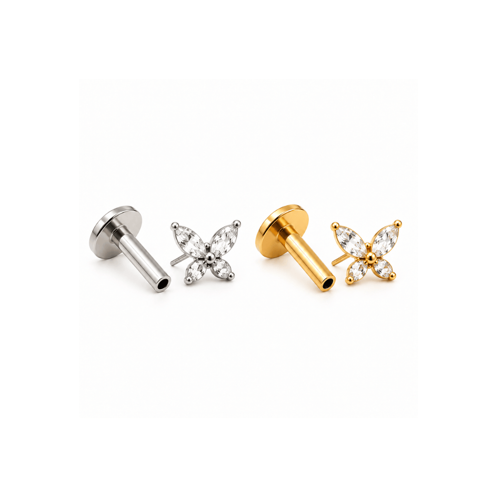 Piercing Australiano Borboleta Em Titânio Push Pin | Pratinhas
