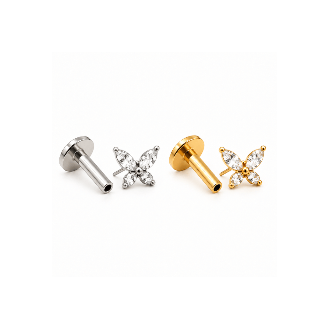 Piercing Australiano Borboleta Em Titânio Push Pin | Pratinhas