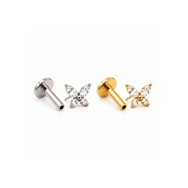 Piercing Australiano Borboleta Em Titânio Push Pin | Pratinhas
