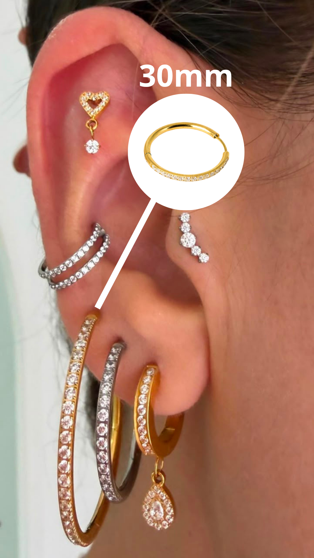 Brincos Argola Cravejados Titânio Gold Hipoalergênicos | Pratinhas