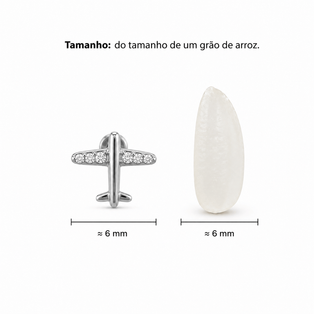 Piercing Avião em Titânio | Pratinhas