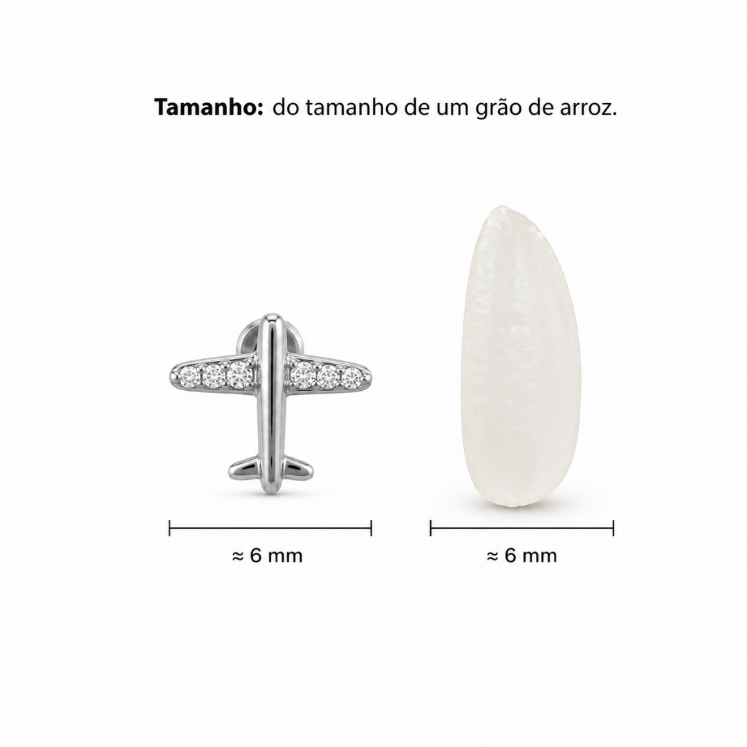 Piercing Avião em Titânio | Pratinhas