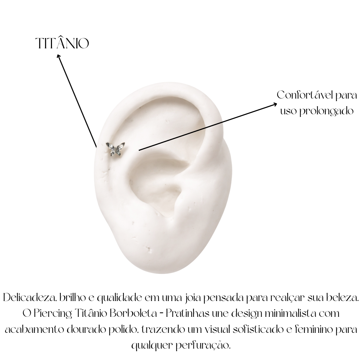 Piercing Titânio Borboleta – Pratinhas