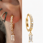 Argola de Titânio com Zircônia Retangular Pendente Antialérgica | Pratinhas