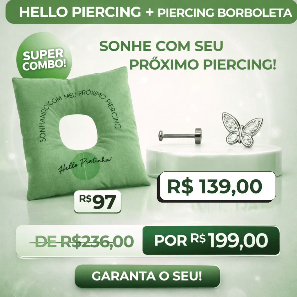 Kit Almofada de Cicatrização + Piercing em Titânio | Pratinhas