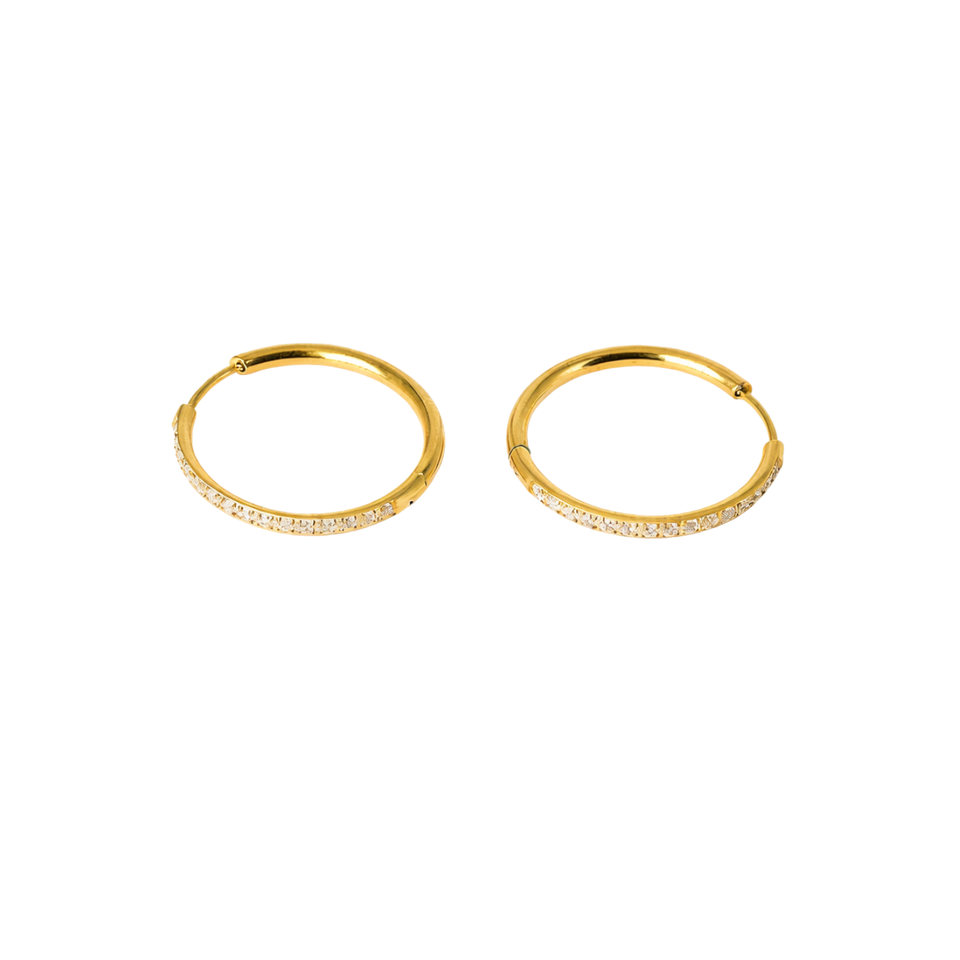 Brincos de Argola Cravejados Titânio Gold – Hipoalergênicos e Resistentes