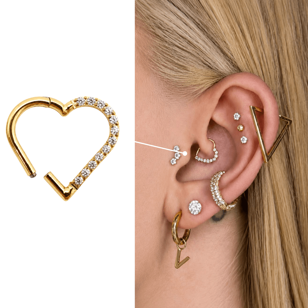 Piercing Daith Coração Titânio | Pratinhas