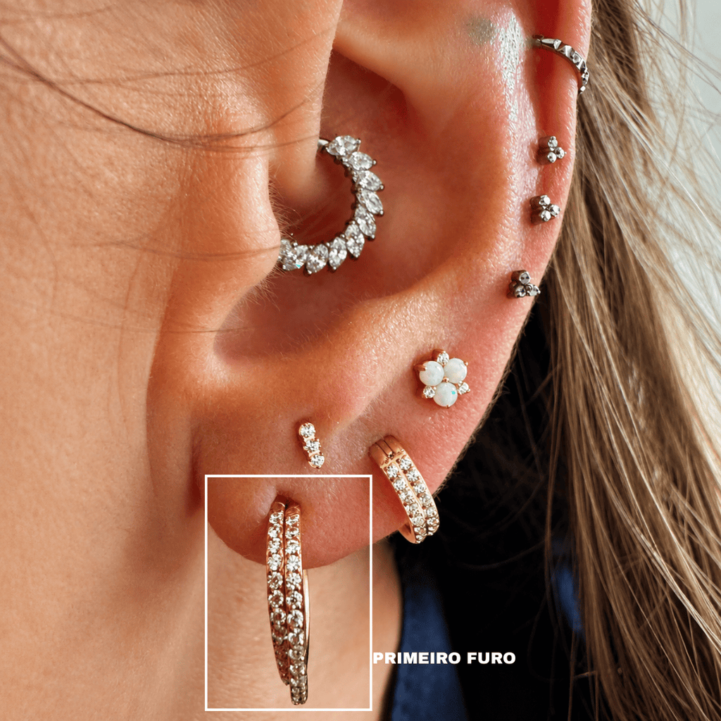 Piericng Conch Titânio Duplo Zircônias cravejadas | Pratinhas