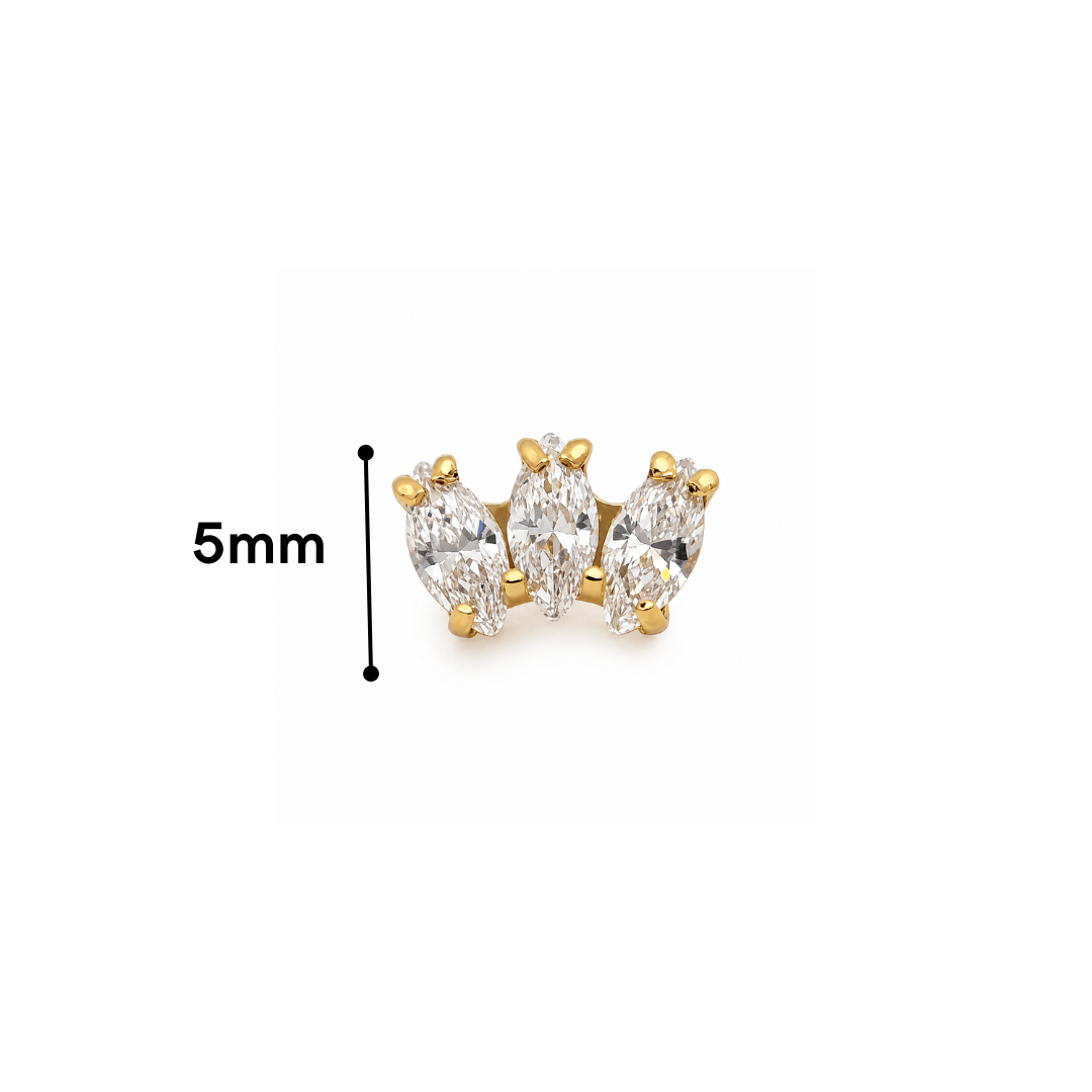 Piercing Trio Navete Titânio Gold | Pratinhas