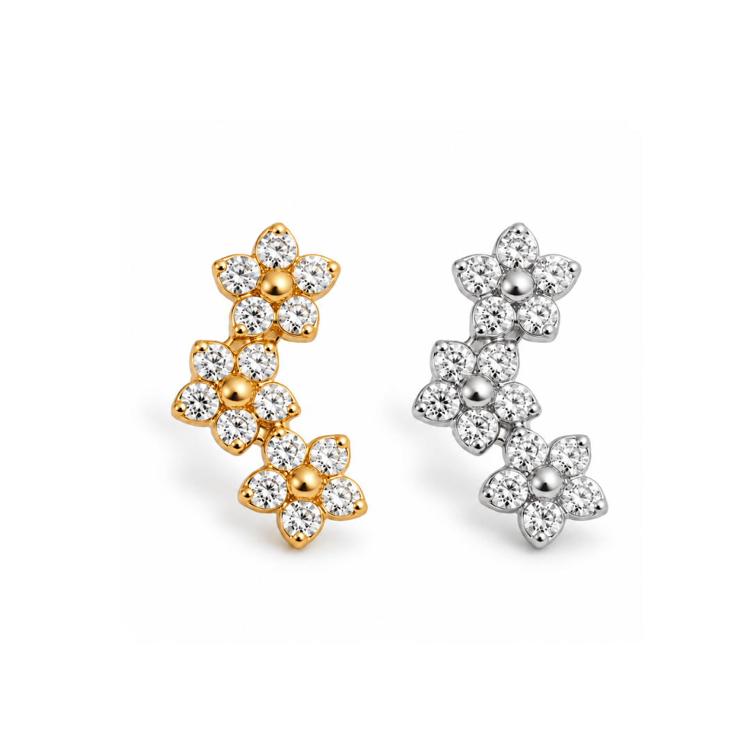 Piercing 3 Flores em Titânio | Pratinhas