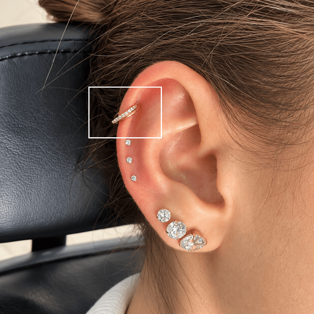 Piercing Helix Celeste Gold Titânio 7mm e 11mm | Pratinhas
