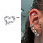 Piercing Coração Titânio Cravejado | Pratinhas