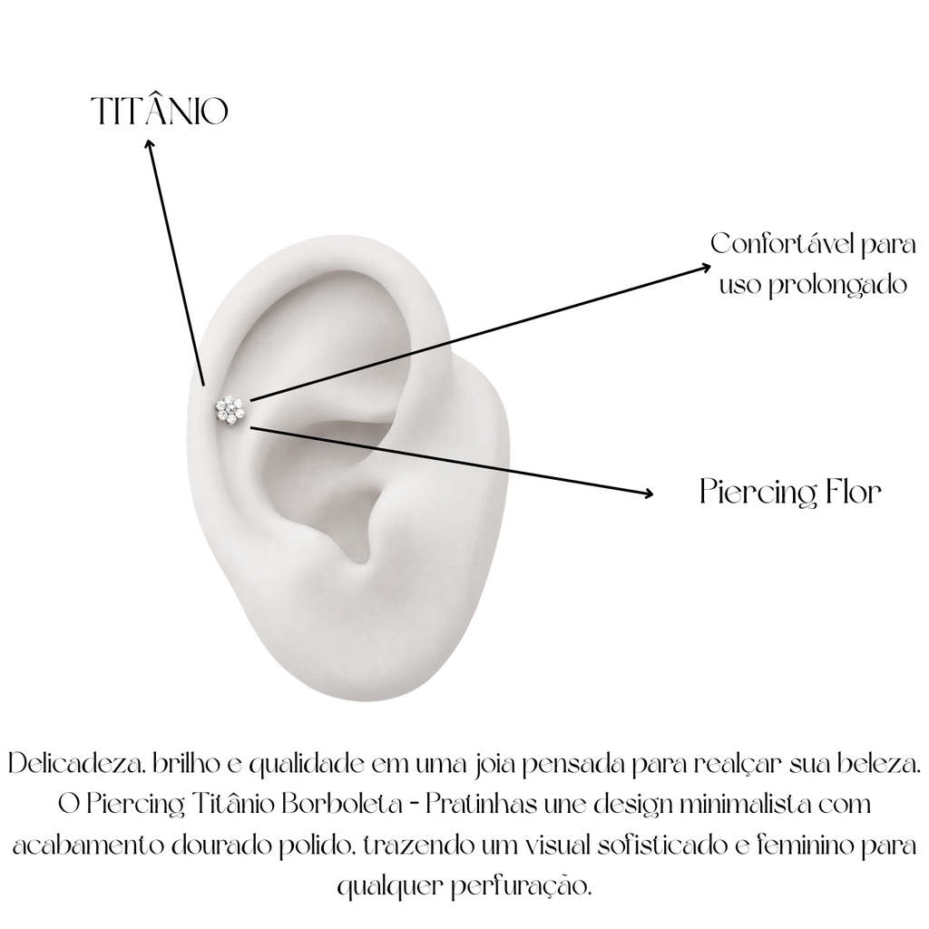Piercing Flor em Titânio - Pratinhas