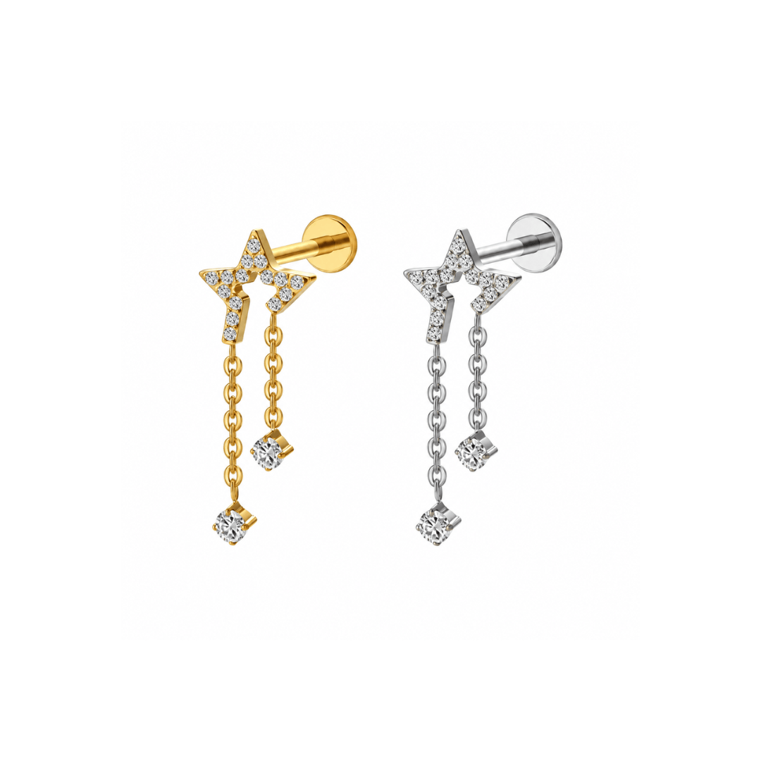 Piercing Titânio Estrela Cadente Em Titânio | Pratinhas