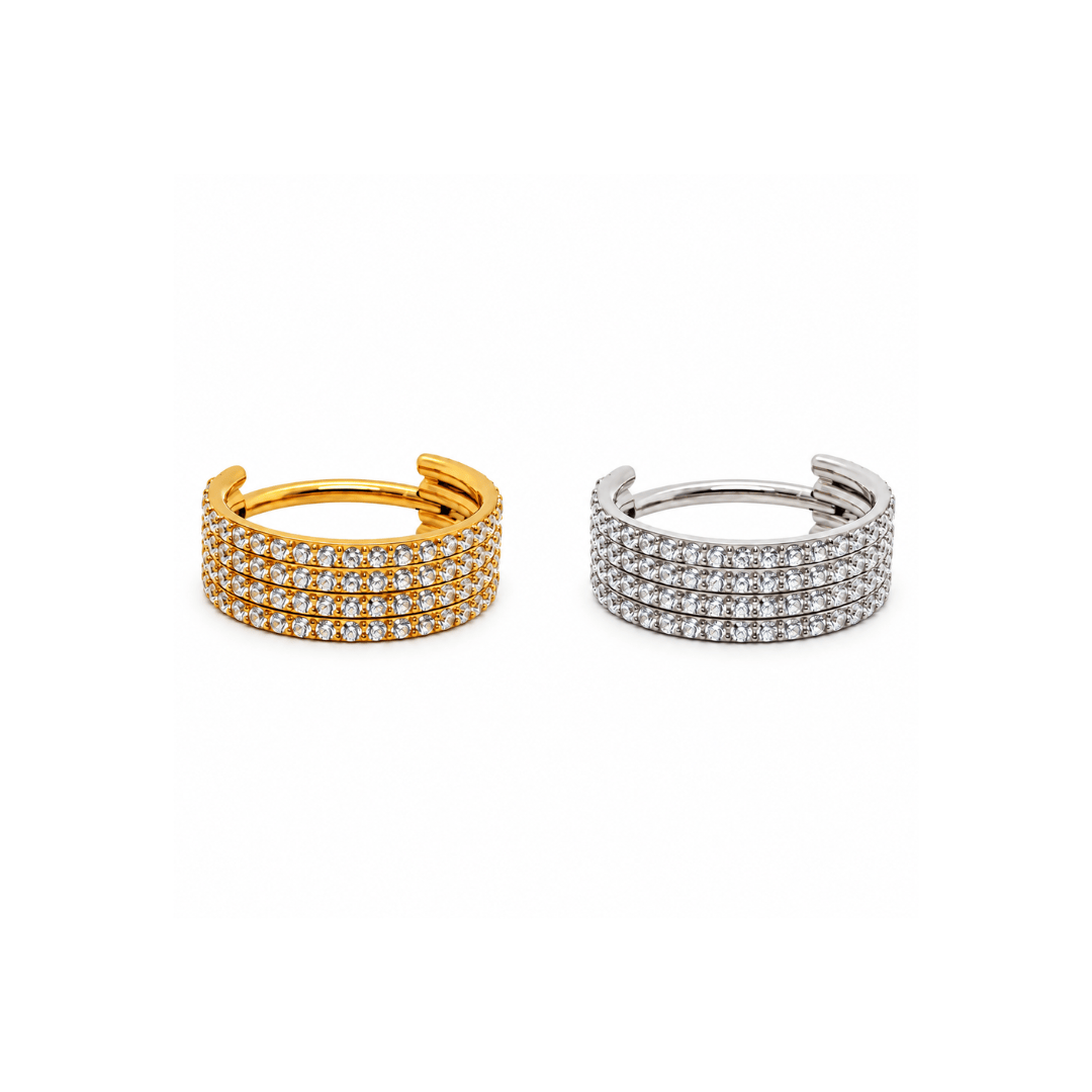Piercing Aurora 4 Fileiras Cravejadas Em Titânio | Pratinhas