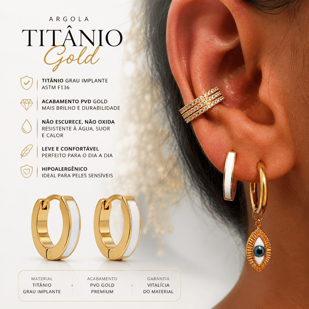Brinco Santorini Titânio Gold | Pratinhas