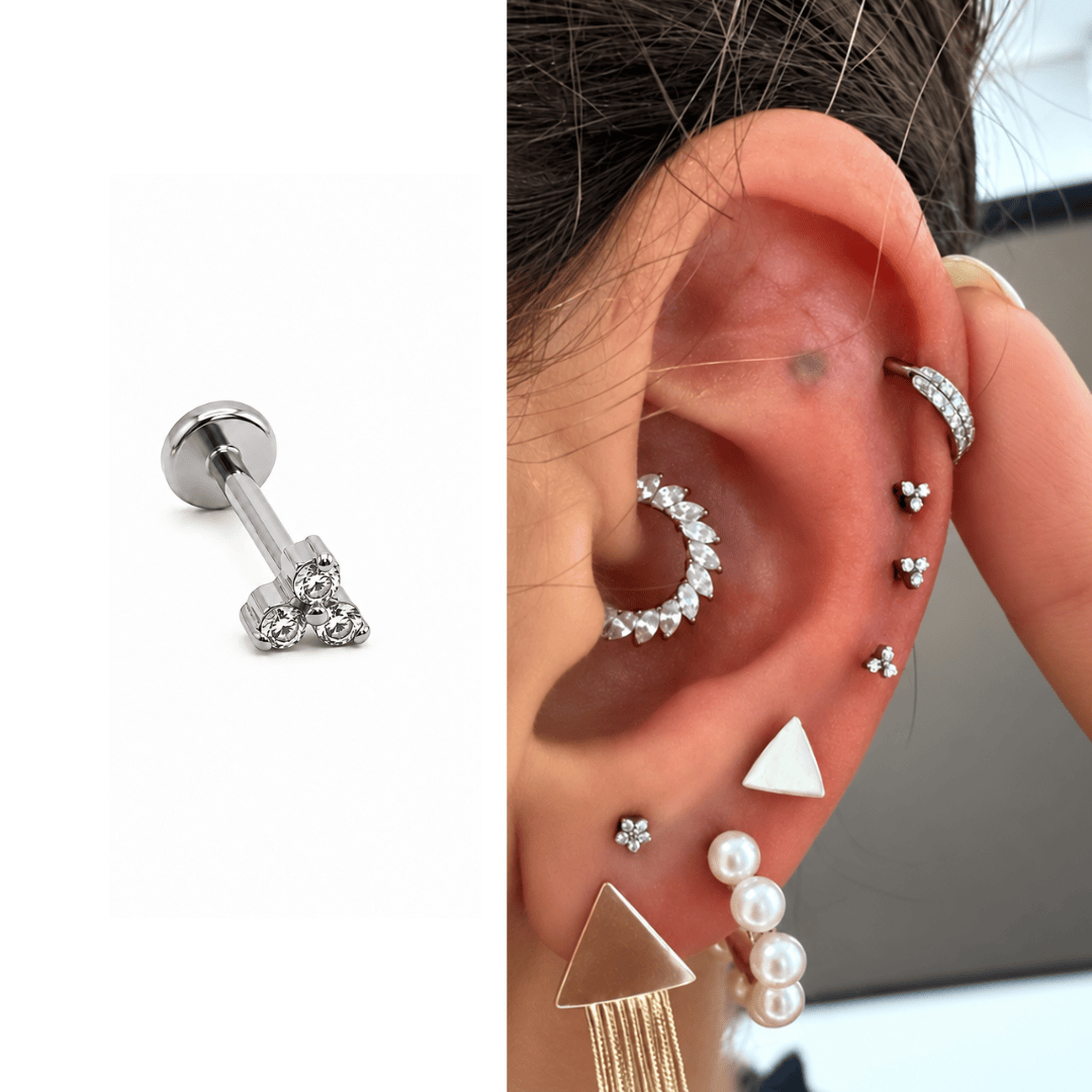 Piercing Australiano Trinity em Titânio | Pratinhas