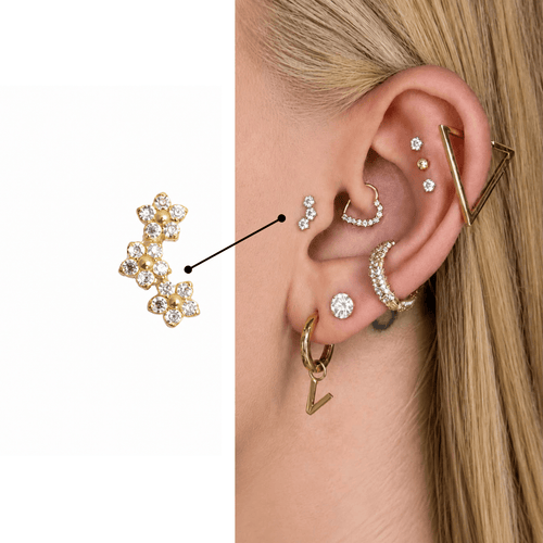 Piercing 3 Flores em Titânio | Pratinhas