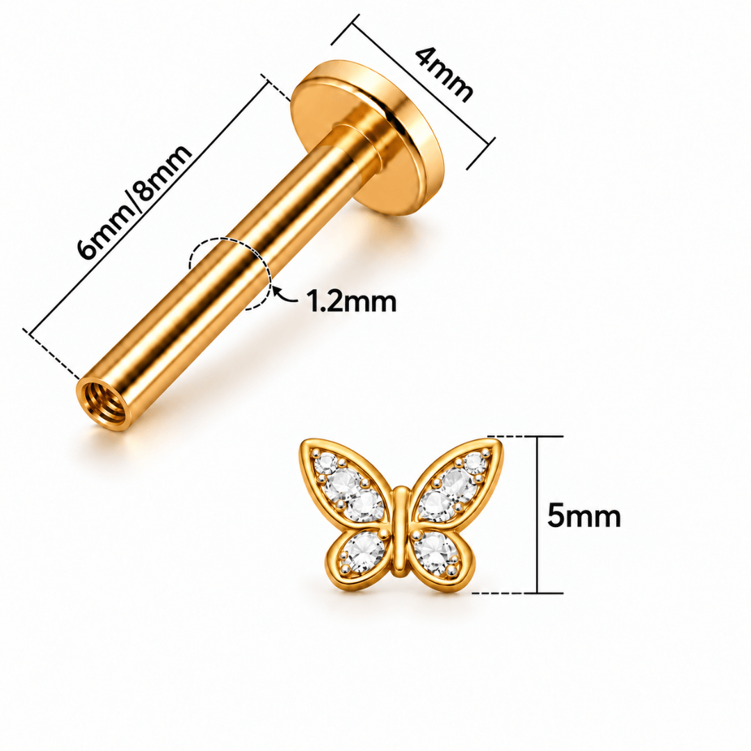 Piercing Borboleta em Titânio | Pratinhas