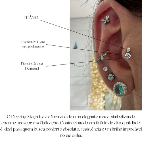 Piercing  Apple em Titânio - Pratinhas