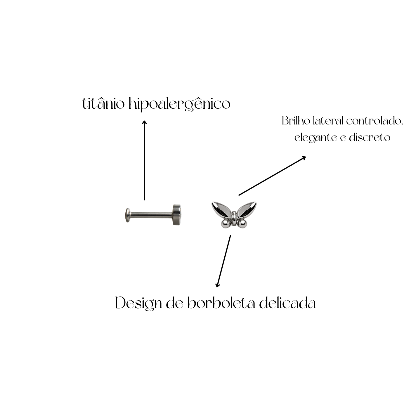 Piercing Titânio Borboleta – Pratinhas