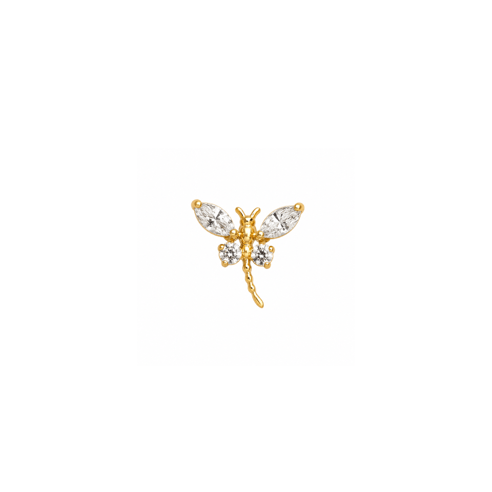 Piericng Libélula Titânio Gold |  Pratinhas